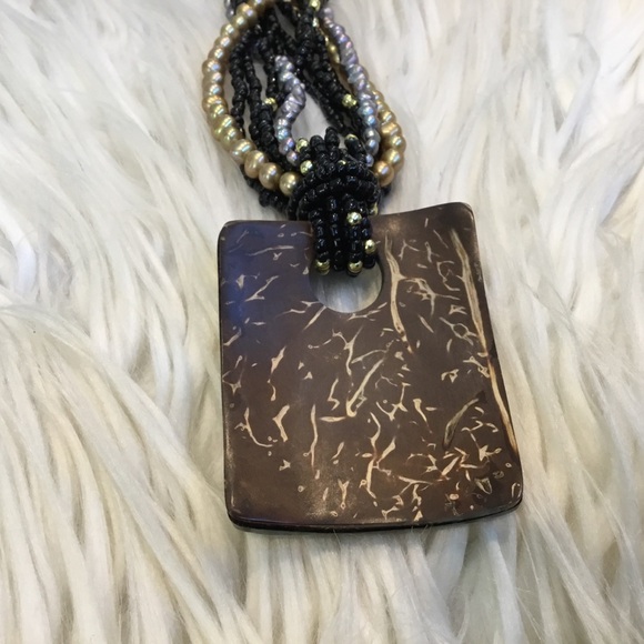 Vintage Black, MOP and Gold glass Beaded Necklace and Earring Set - Picture 10 of 10